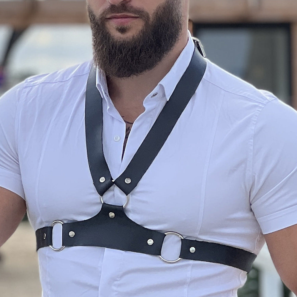 Fashion Men's Suspender Decorative Belt Pu Leather Adjustable British Casual Strap