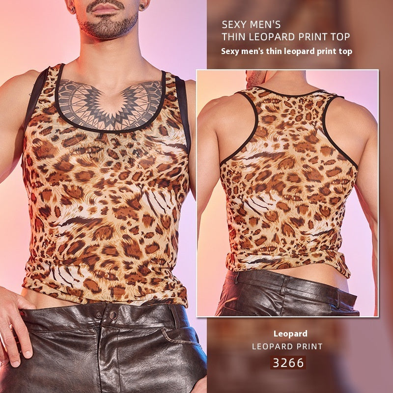 Breathable Sexy Wild Leopard Print Men's Sexy Lingerie
